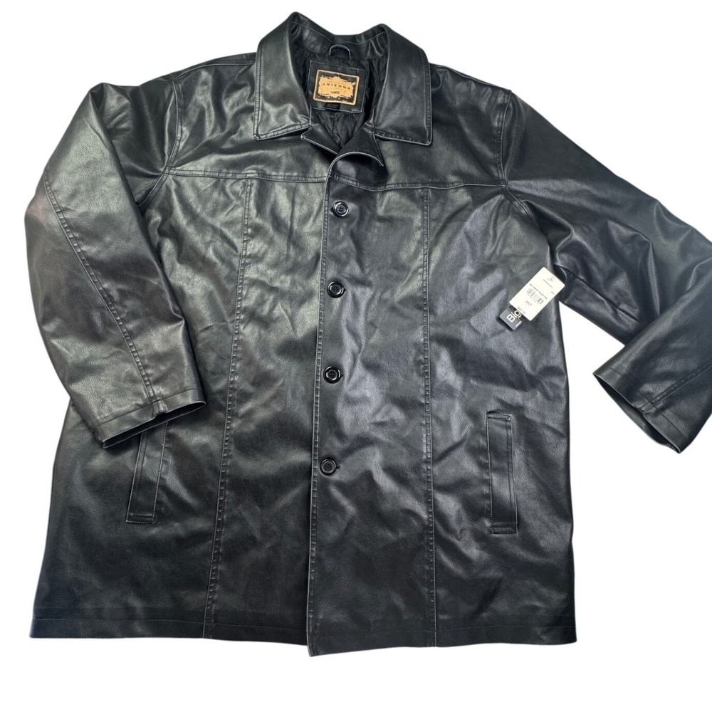 Arizona Jean Company Mens 3XLT Black Faux Leather Car Coat NWT Big & Tall Matrix